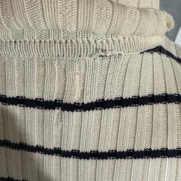 Tommy Hilfiger Vintage Y2K Striped Turtleneck Sweater Women’s M Cream Navy - Picture 7 of 12